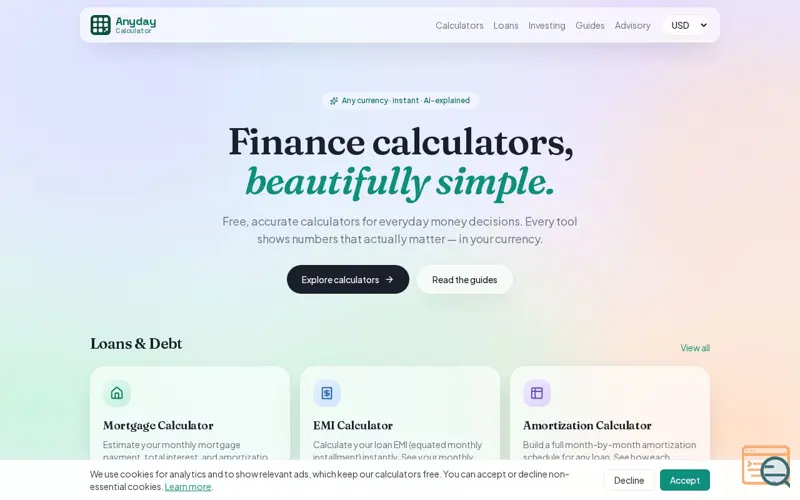 Screenshot of Anyday Calculator
