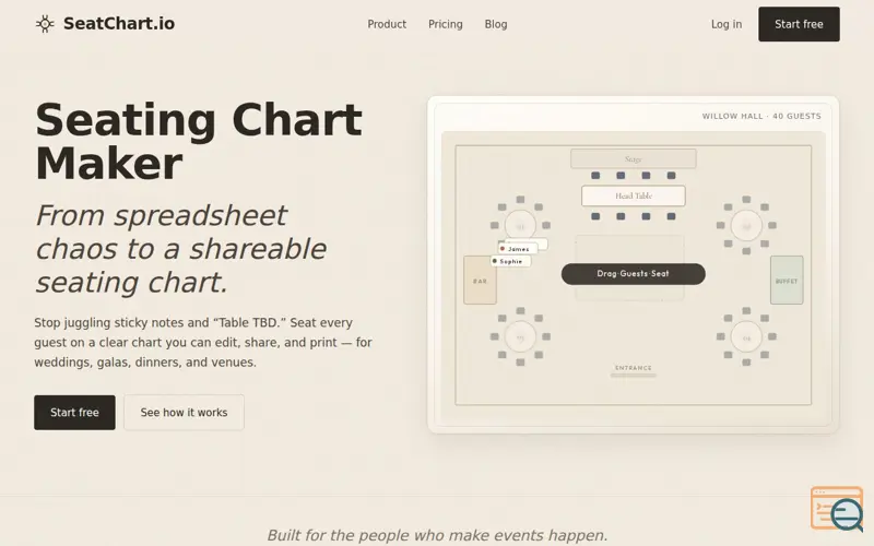 Screenshot of Seating Chart Maker for Weddings and Events - SeatChart.io