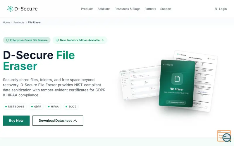 Screenshot of D-Secure File Eraser