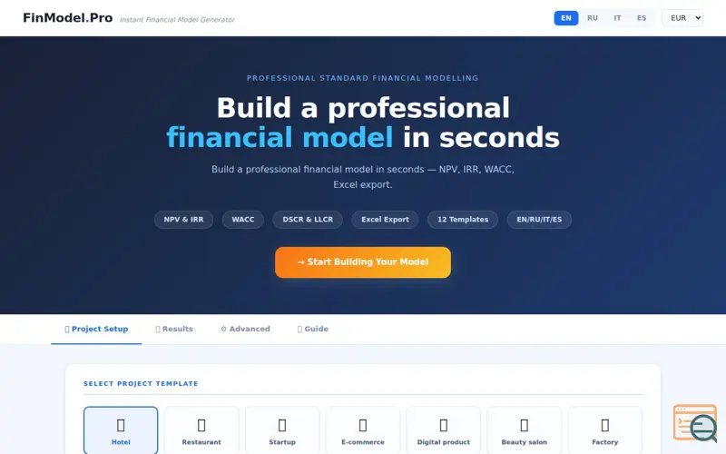 Screenshot of FinModel Pro