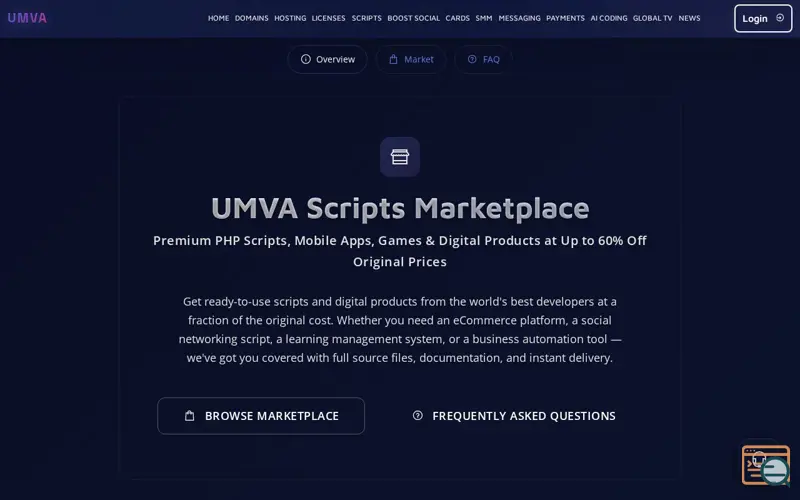 Screenshot of UMVA SCRIPTS MARKETPLACE