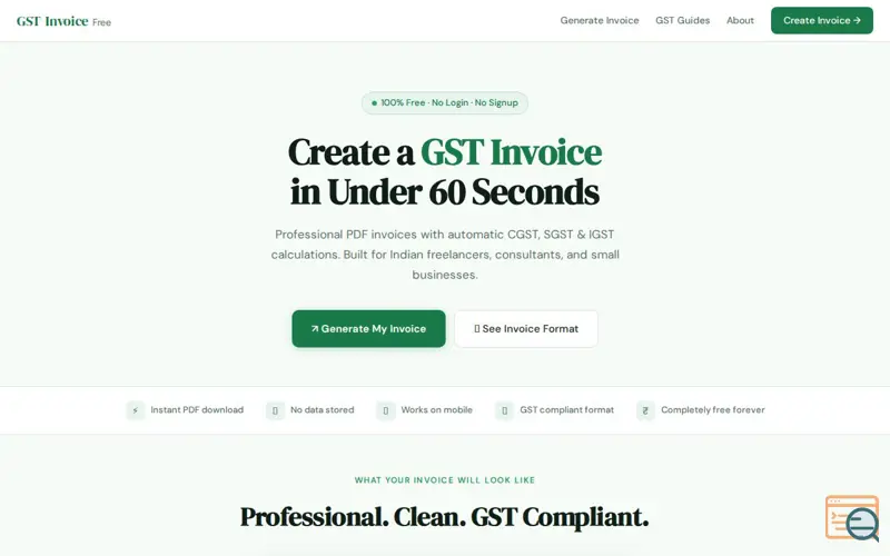 Screenshot of GSTInvoiceFree