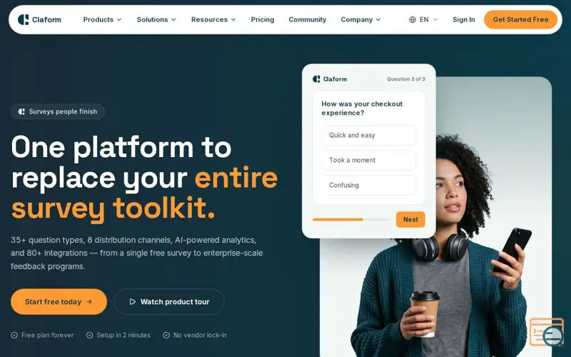Screenshot of Claform — The All-in-One Survey & Feedback Platform with AI Analytics