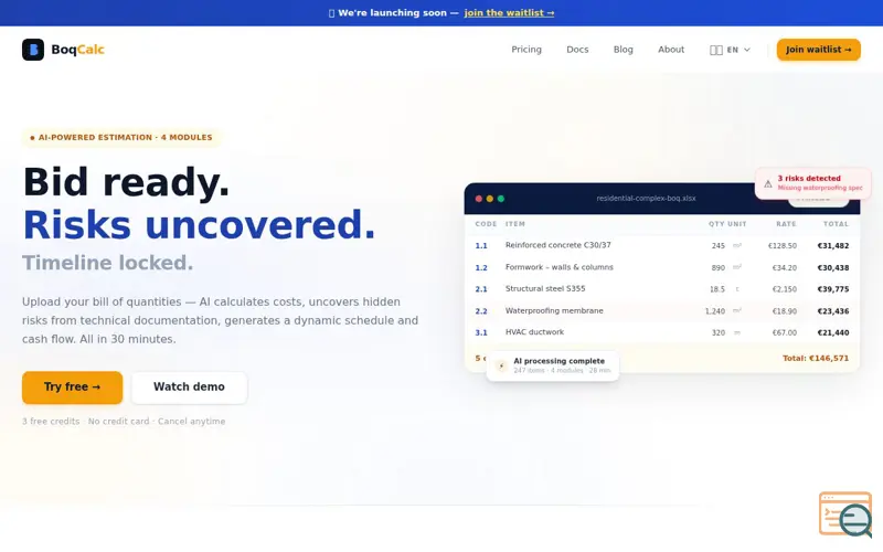 Screenshot of BoqCalc