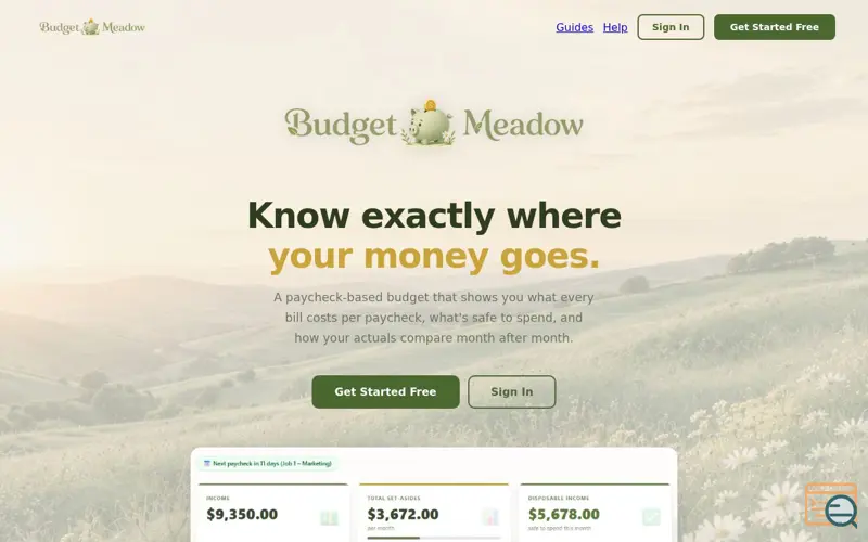 Screenshot of BudgetMeadow
