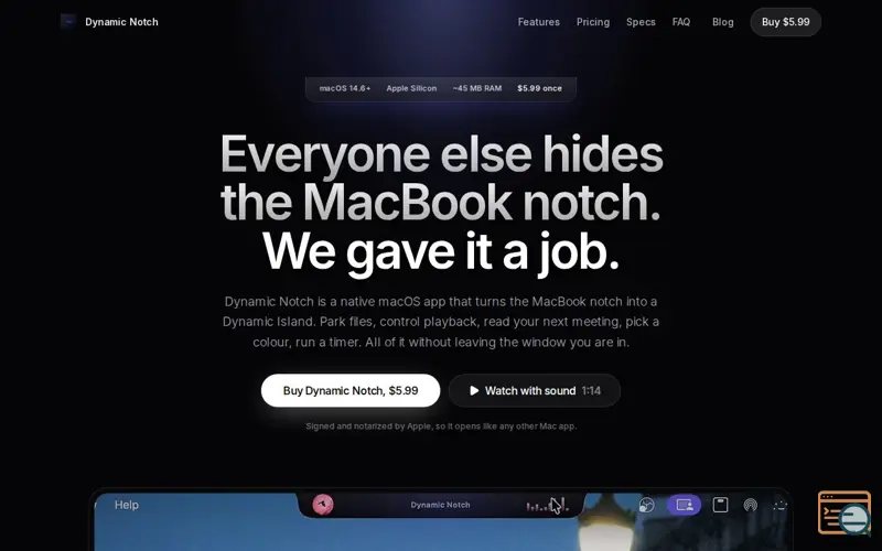 Screenshot of Dynamic Notch