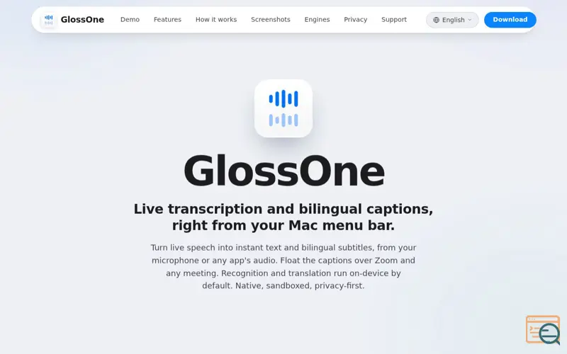 Screenshot of GlossOne