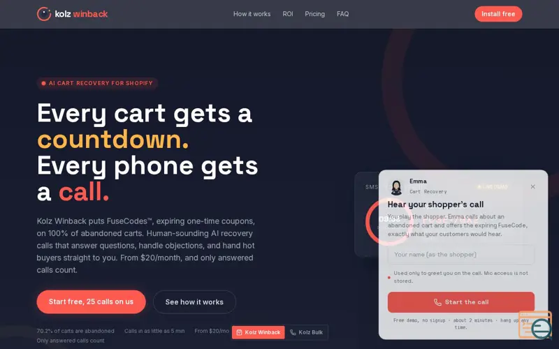 Screenshot of Kolz Winback