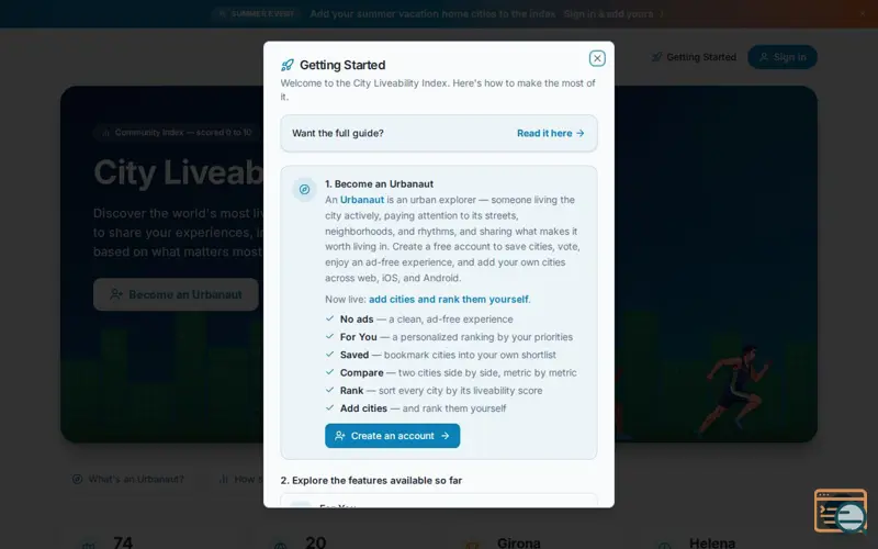Screenshot of City Liveability