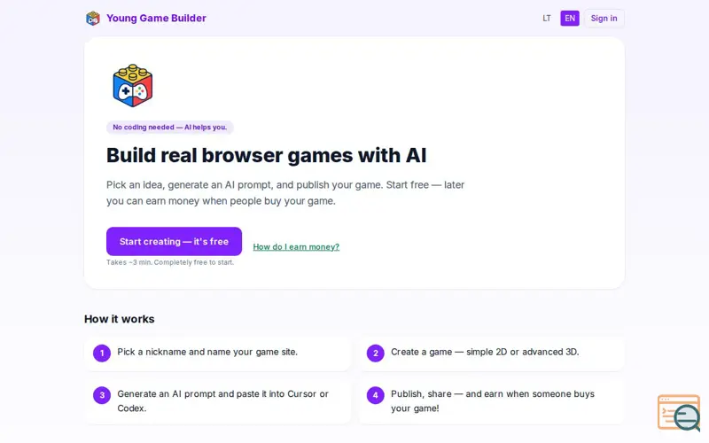 Screenshot of Žaidimų Kūrimas / Young Game Builder