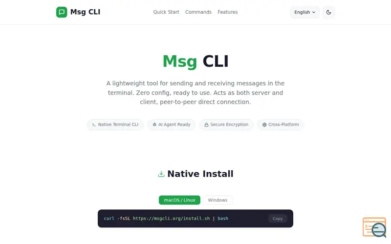 Screenshot of Msg CLI