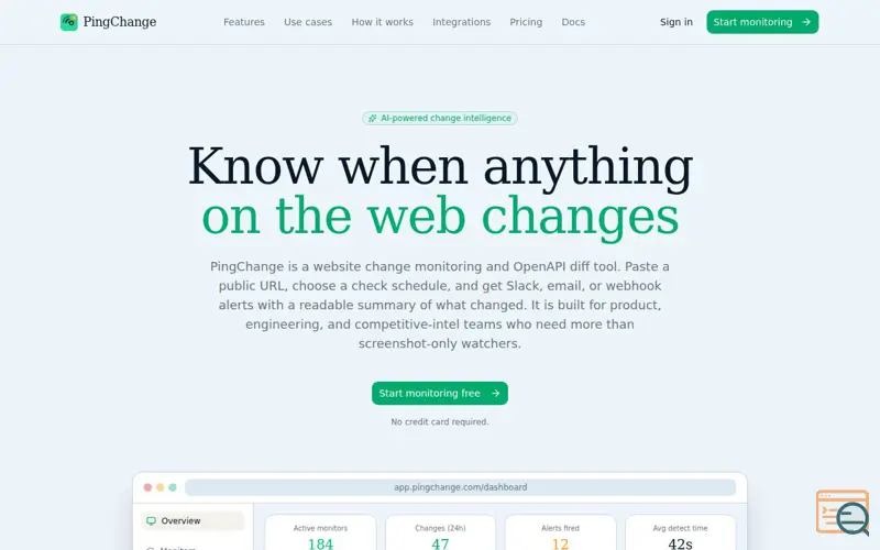 Screenshot of PingChange