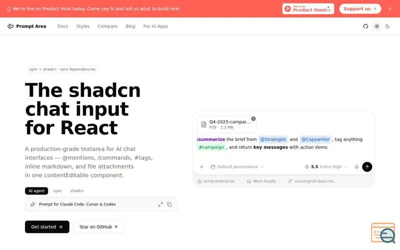 Screenshot of Prompt Area
