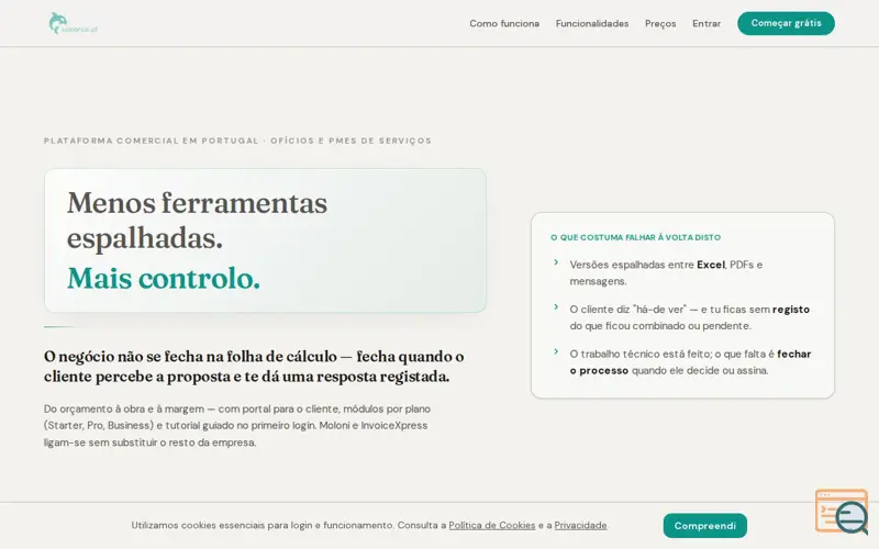 Screenshot of useorca.pt Budgets & Projects Simplified