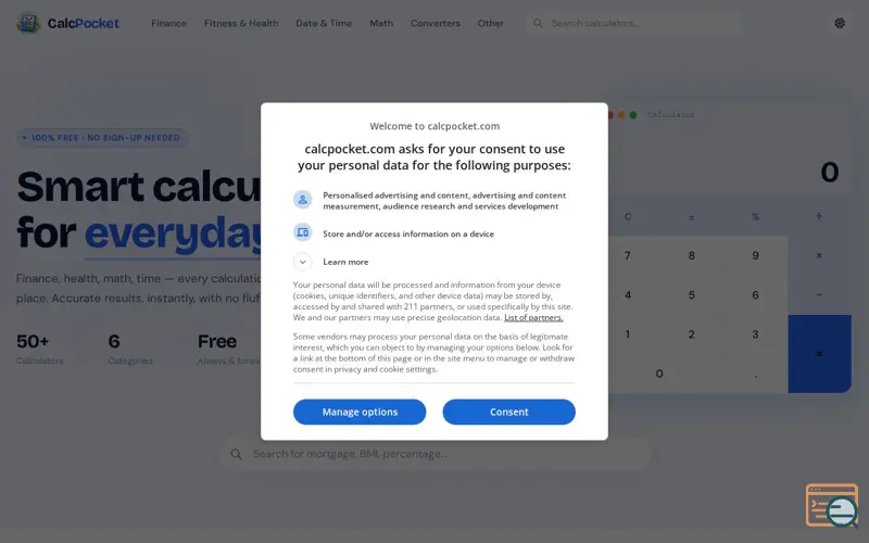 Screenshot of CalcPocket