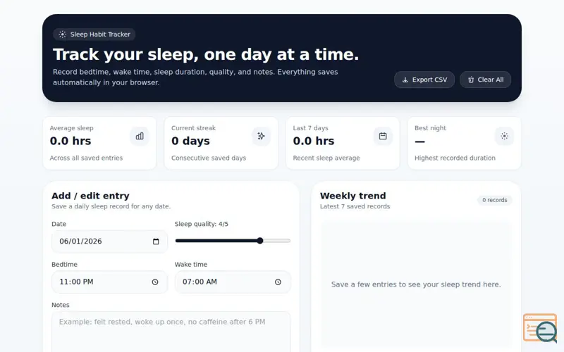 Screenshot of Sleep Habit Tracker