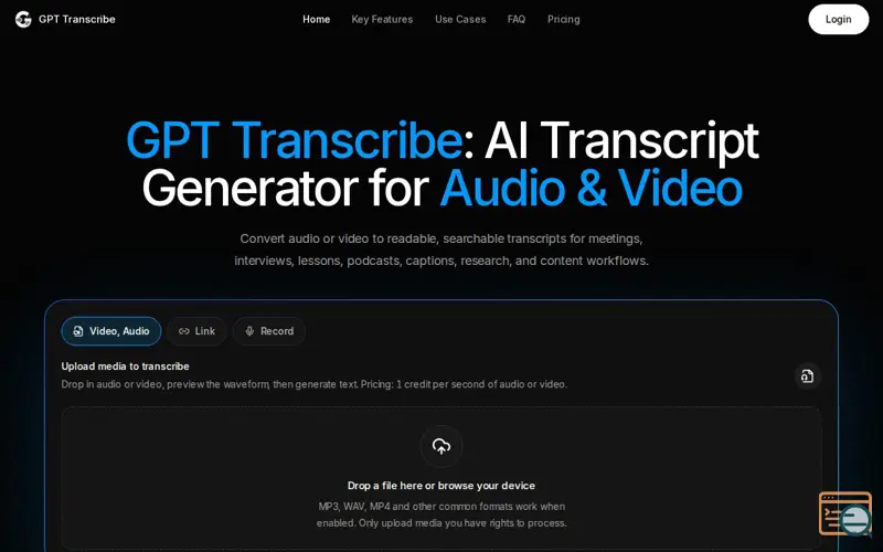 Screenshot of GPT Transcribe