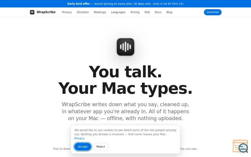 Screenshot of WrapScribe