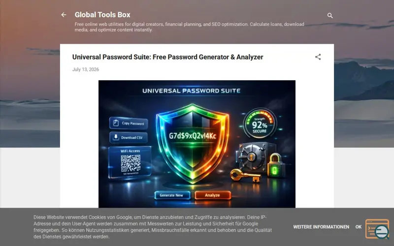 Screenshot of Free password generator, PIN creator 