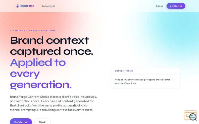 Screenshot of BrandForge Content Studio