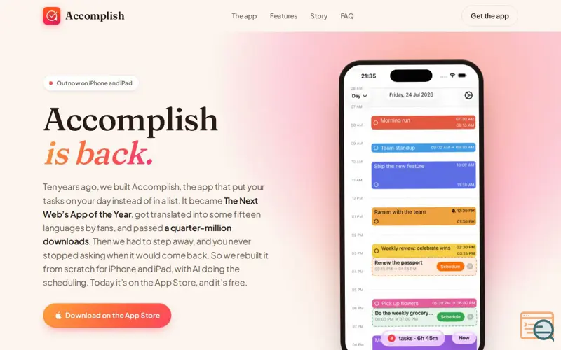 Screenshot of Accomplish: AI Day Planner