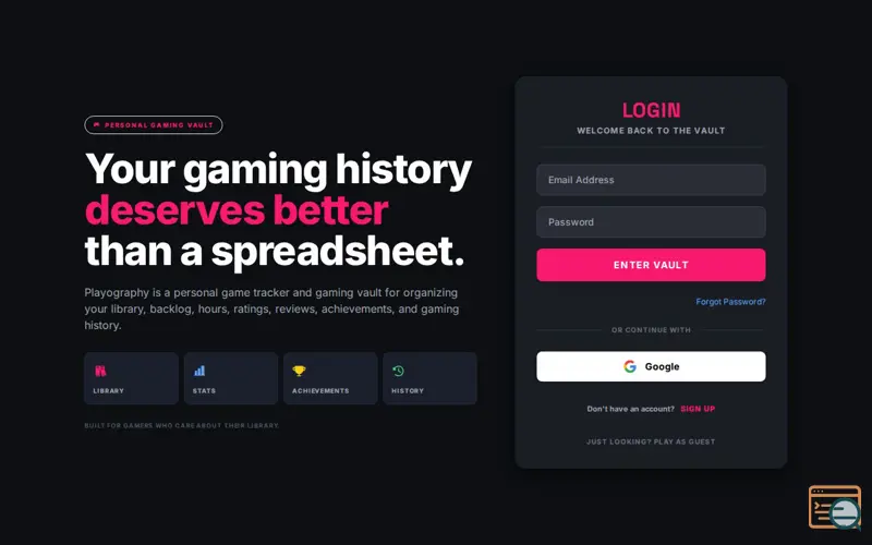 Screenshot of Playography