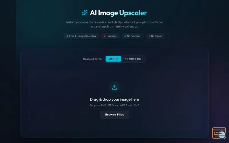 Screenshot of Free AI Image Upscaler