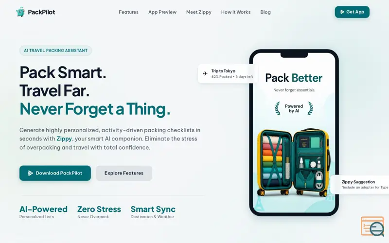 Screenshot of PackPilot