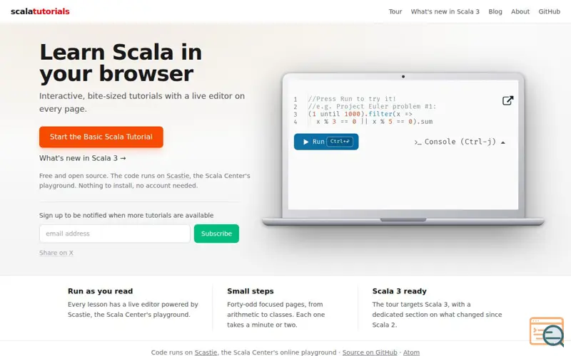 Screenshot of Scala Tutorials