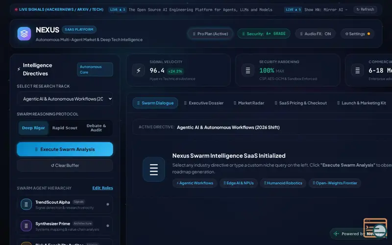 Screenshot of Nexus Swarm AI