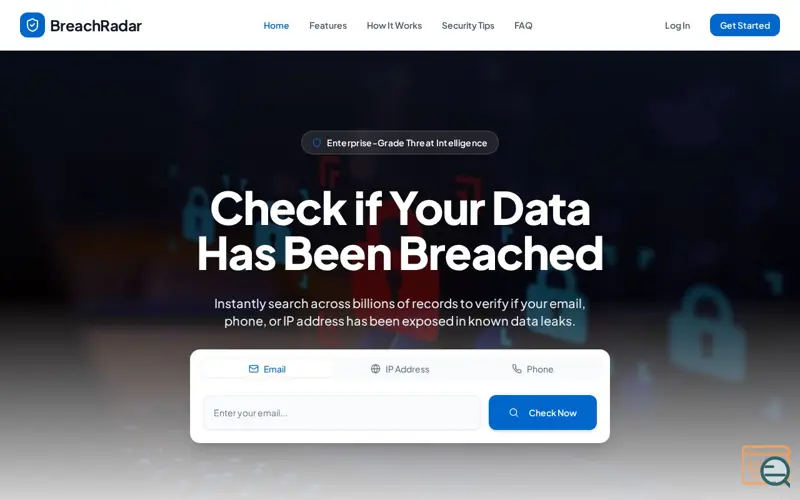 Screenshot of BreachRadar
