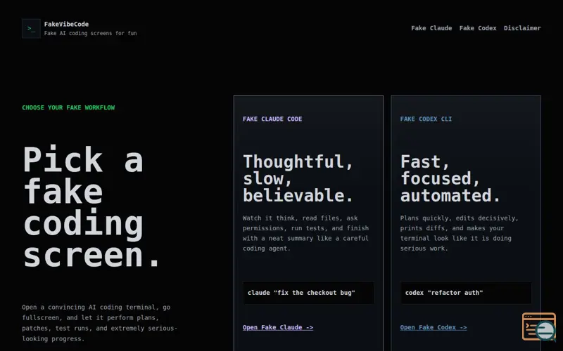 Screenshot of FakeVibeCode