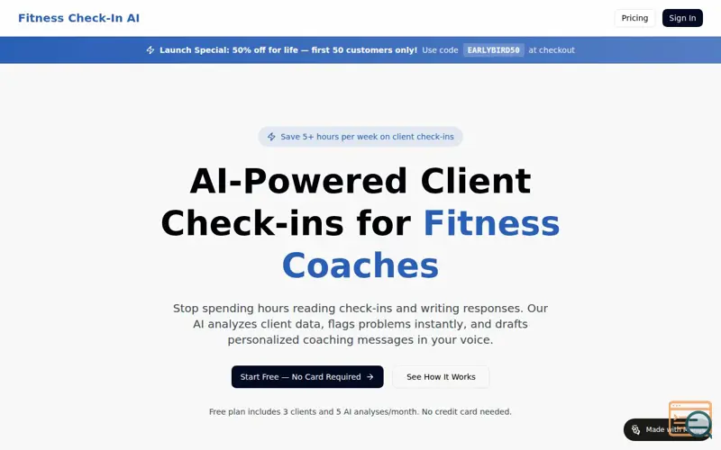 Screenshot of Fitness Check-In AI