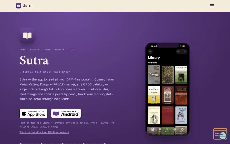 Screenshot of Sutra — Read everything. Books and comics.
