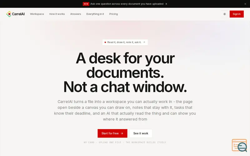 Screenshot of CarrelAI