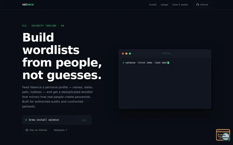 Screenshot of Valence Targeted Wordlist Generator