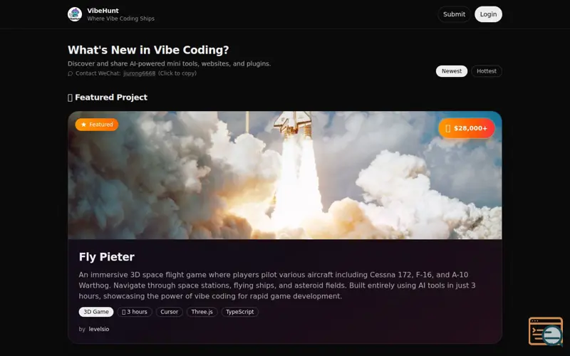Screenshot of VibeHunt