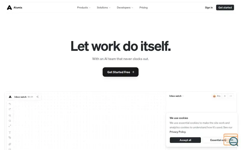 Screenshot of Alumia, a launch using Brave Search