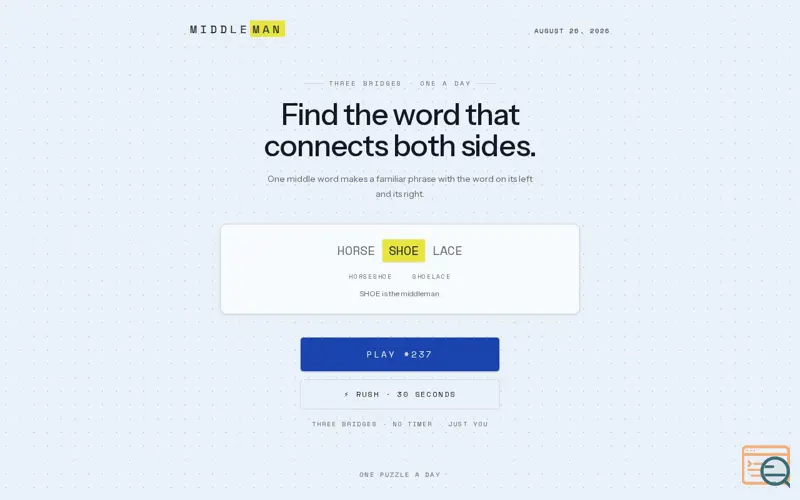 Screenshot of Middleman — a daily word bridge