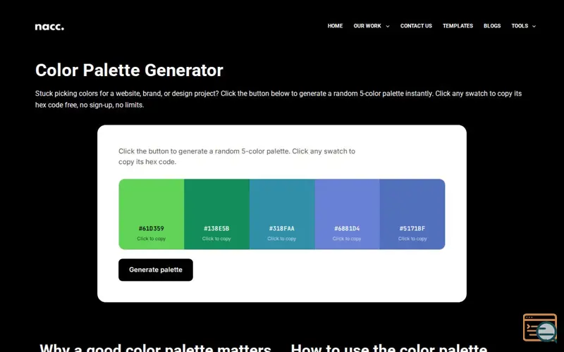 Screenshot of Color Palette Generator