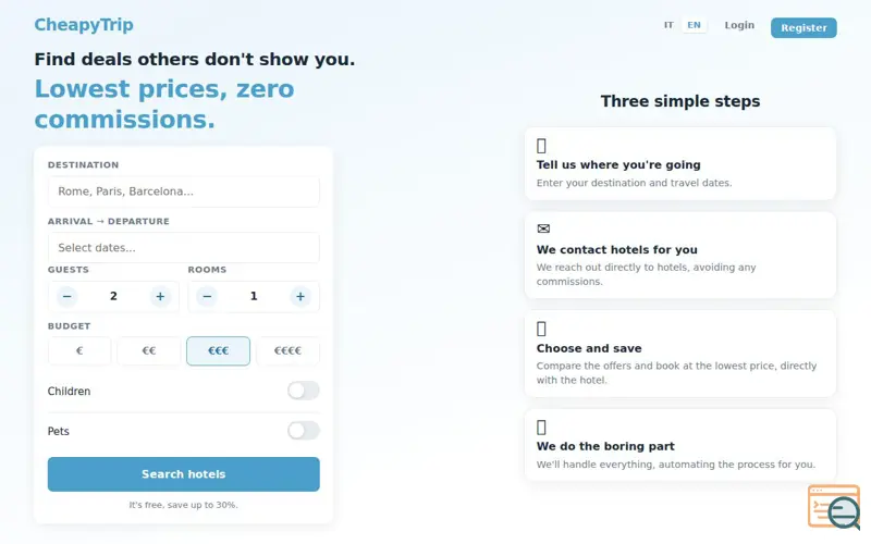 Screenshot of CheapyTrip