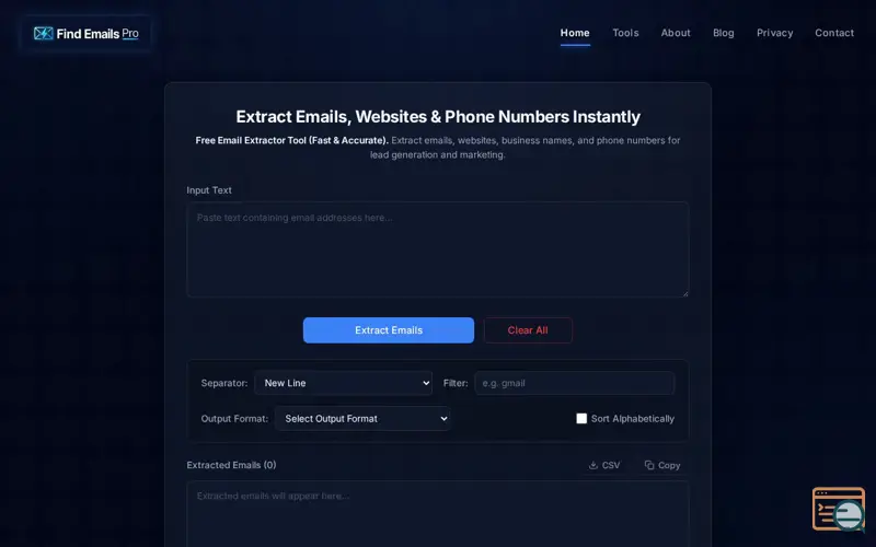 Screenshot of Find Emails Pro