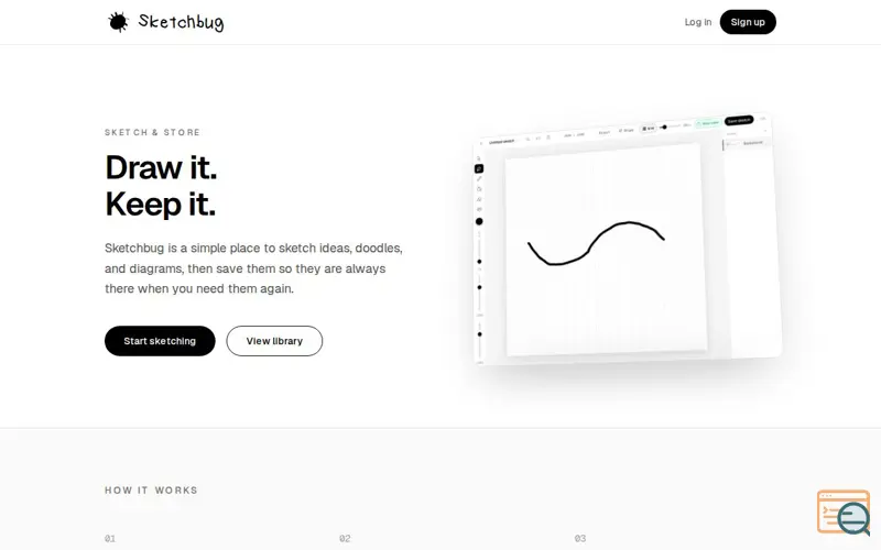 Screenshot of Sketchbug, a launch using Flaticon