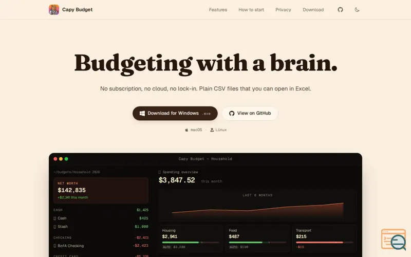 Screenshot of Capy Budget