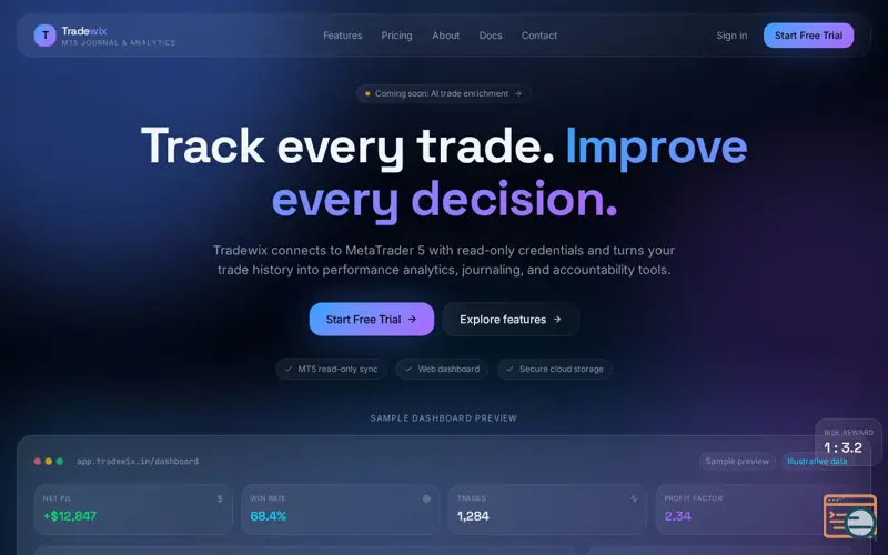 Screenshot of Tradewix