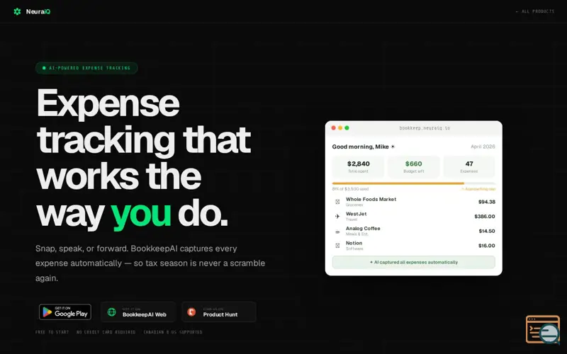 Screenshot of BookkeepAI