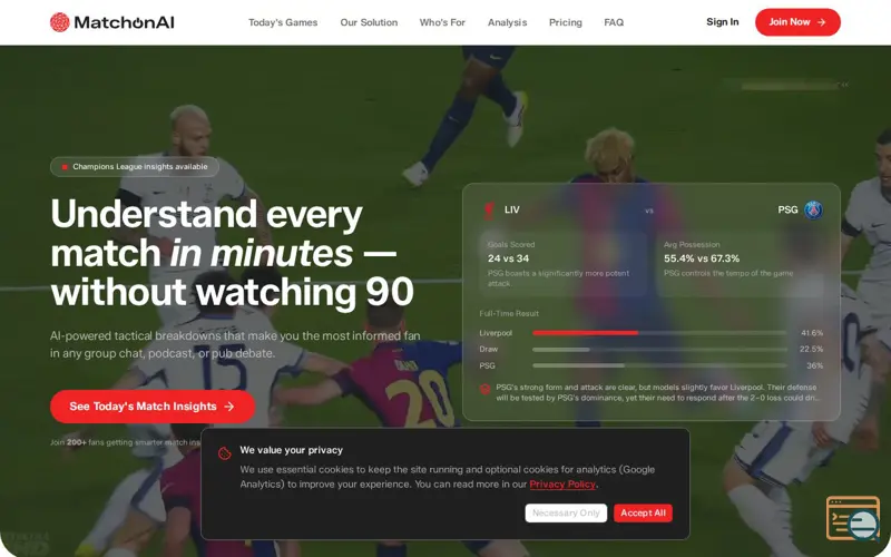 Screenshot of MatchonAI