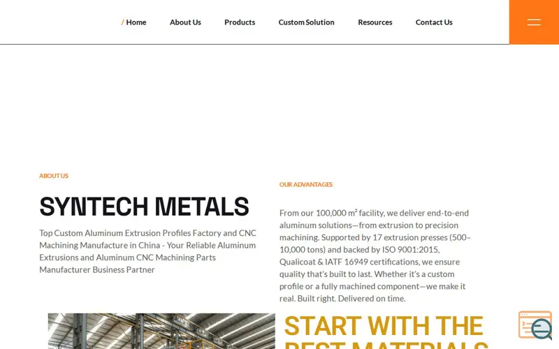 Screenshot of Syntech Metals Limited, a launch using Ultimate Addons for Elementor