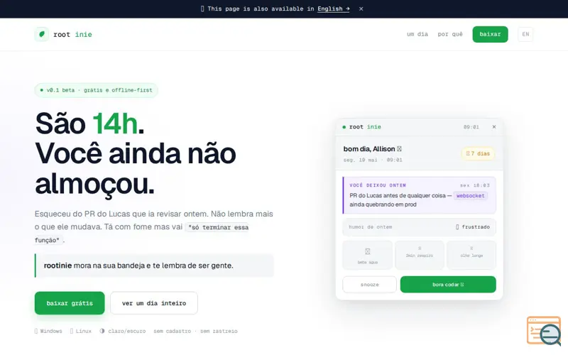 Screenshot of rootinie