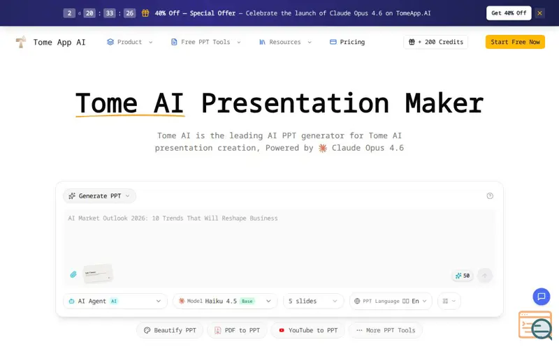 Screenshot of Tome App